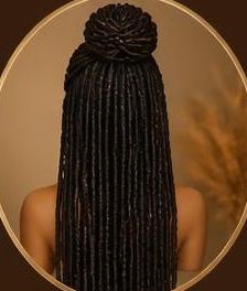 Extra-long locs with a top bun